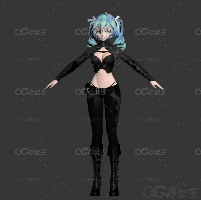 初音二次元妹子模型，已绑定蒙皮-1