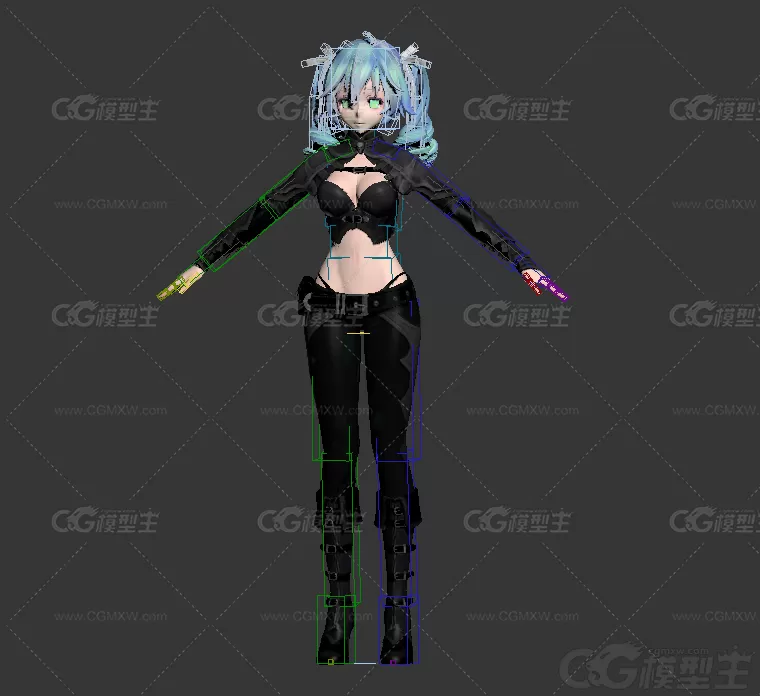 初音二次元妹子模型，已绑定蒙皮-2