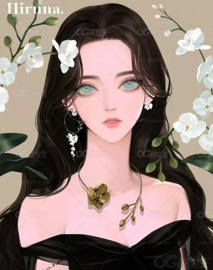 HIRUNA画师的唯美少女角色插画作品-3