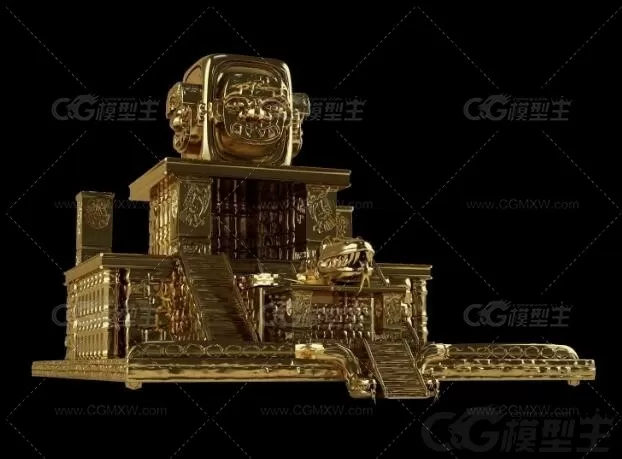 金色庙宇，寺庙3d模型-2