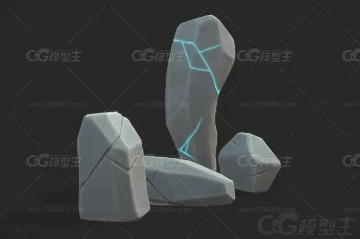 次世代材质卡通符石，石头3D模型-2