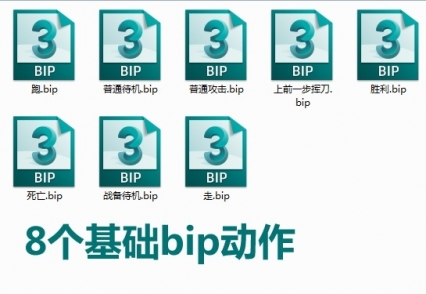 八个基础bip动作 跑 待机 攻击 胜利 死亡