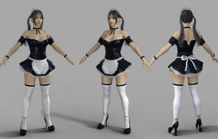 女仆制服白丝双马尾可爱性感美少女高跟鞋短裙cosplay