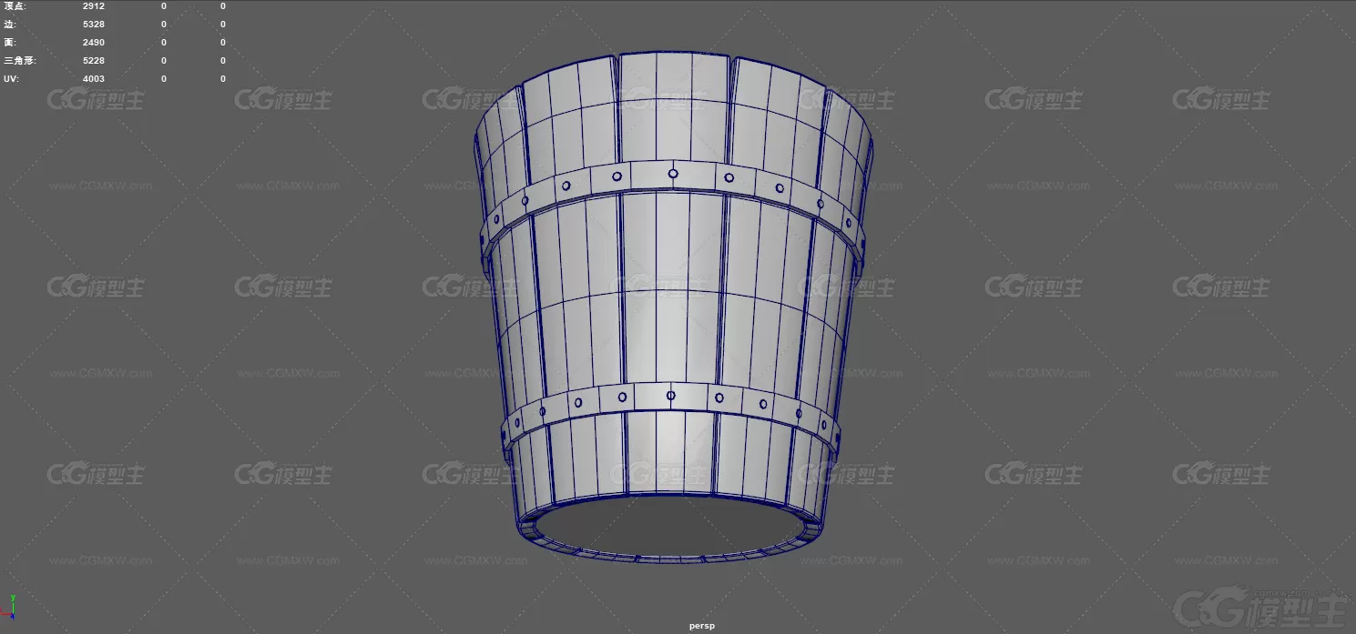 木桶 水桶 古代木桶 洗脚桶 场景部件 中世纪木桶 木板桶 打水桶 古代工具 打水工具-2