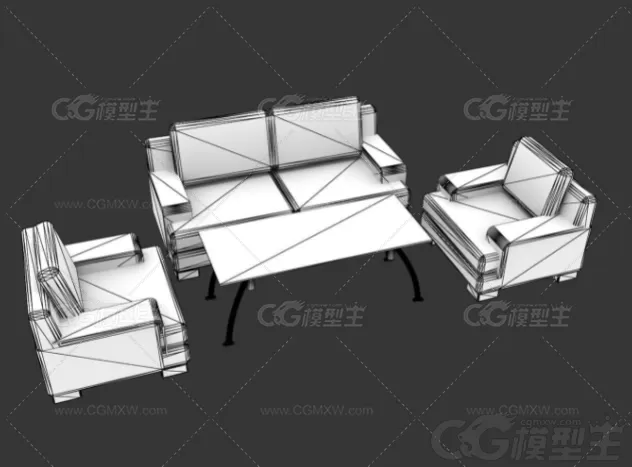 一套沙发3d模型-3