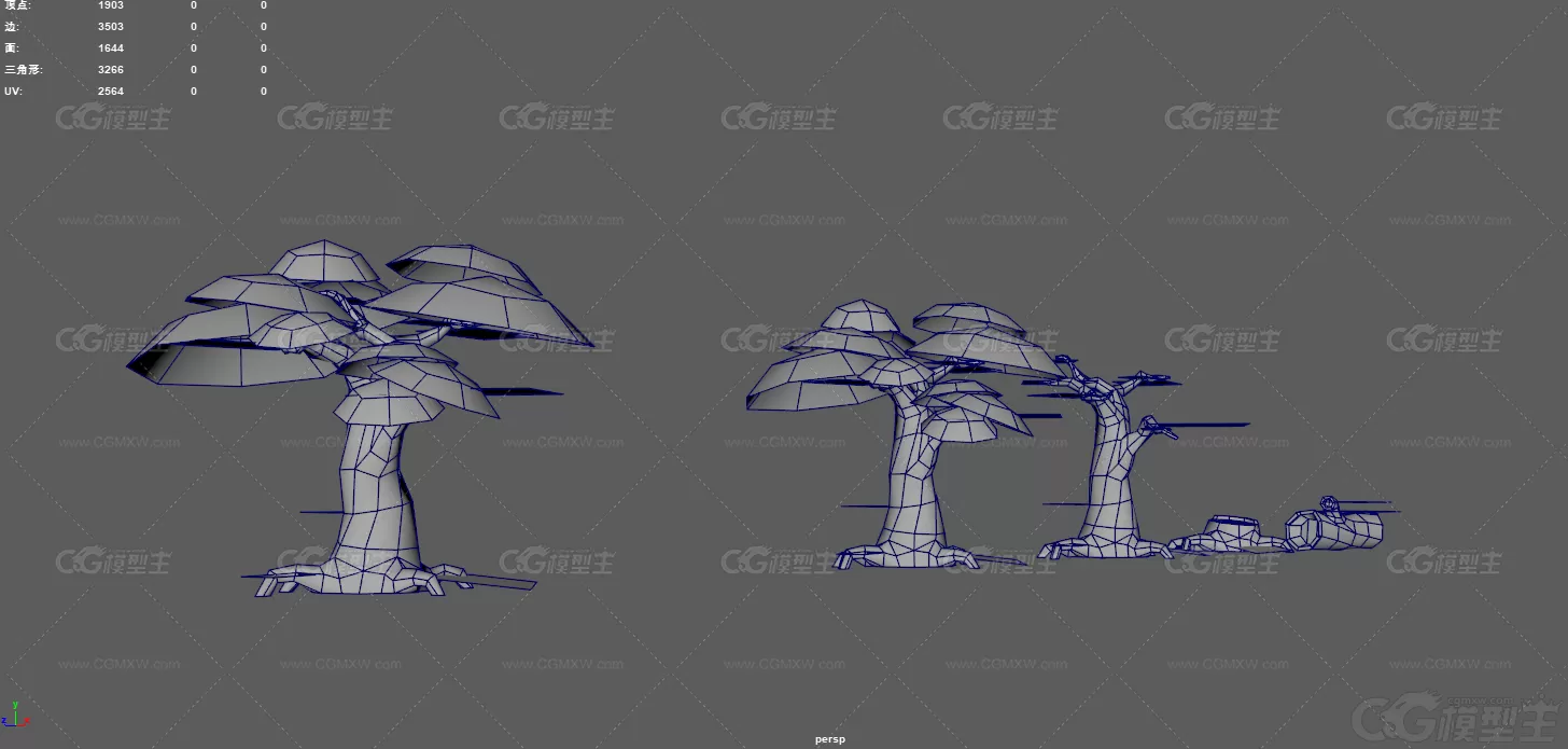 矮树 树桩 古木树桩 枯树 卡通老树 场景植物 Q版植物 游戏场景 手绘枯树 枯树枝-7