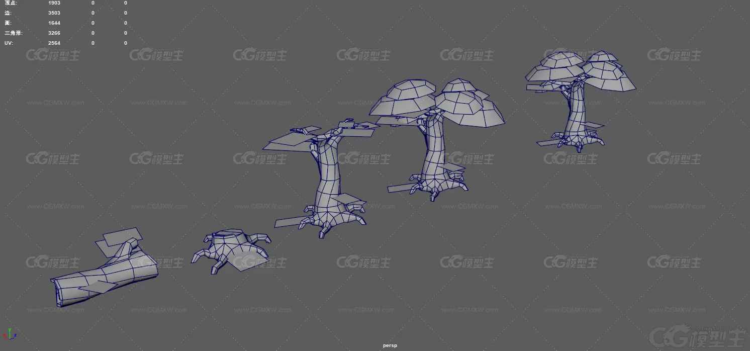 矮树 树桩 古木树桩 枯树 卡通老树 场景植物 Q版植物 游戏场景 手绘枯树 枯树枝-8