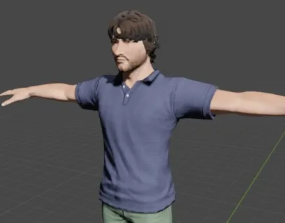 带绑定的穿休闲装的男人3d模型