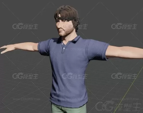 带绑定的穿休闲装的男人3d模型-1