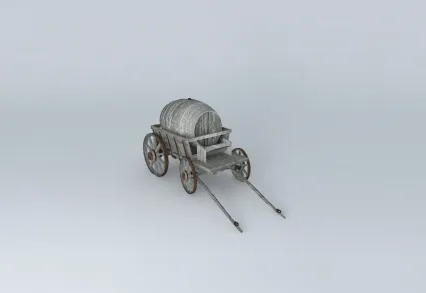 桶货车，木板车，马车3d模型