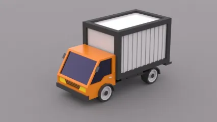低模卡通卡车，货车3d模型