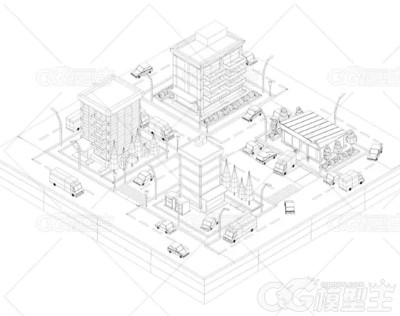 卡通低模城市3d场景模型-4