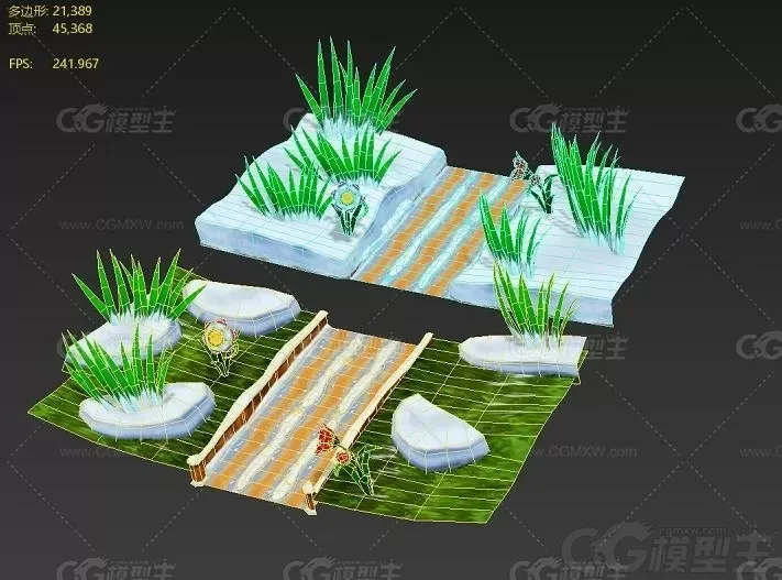 雪景场景   花朵 植物 青菜 绿草 草坪 花圃  q版卡通3d游戏模型-2