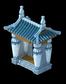 琉璃瓷门 门廊 门槛 上古建筑 中国风建筑 Q版游戏3d模型