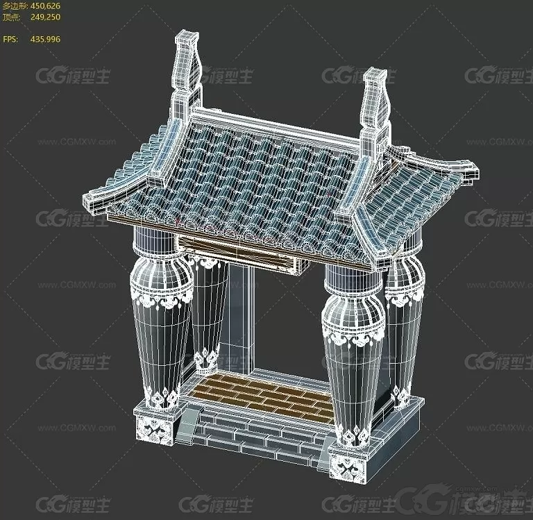 琉璃瓷门 门廊 门槛 上古建筑 中国风建筑 Q版游戏3d模型-2