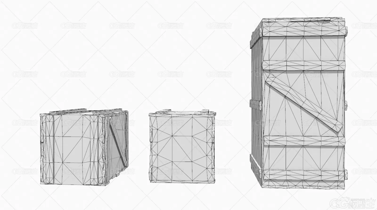 木箱3D模型 码头货物木箱子-2