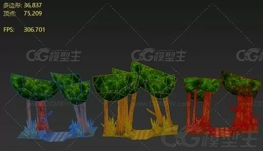 卡通场景   花草 蘑菇  秋天 3D游戏模型-3