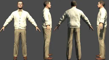 穿白针织衫的中年男人 高品质人物CG模型
