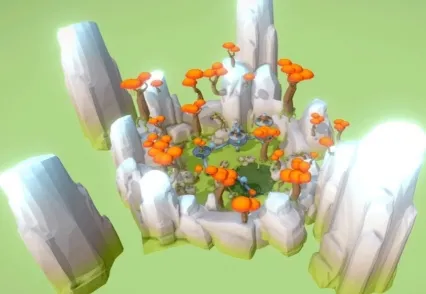 低多边形热带丛林环境绿植C4D植物Blend池塘3D模型