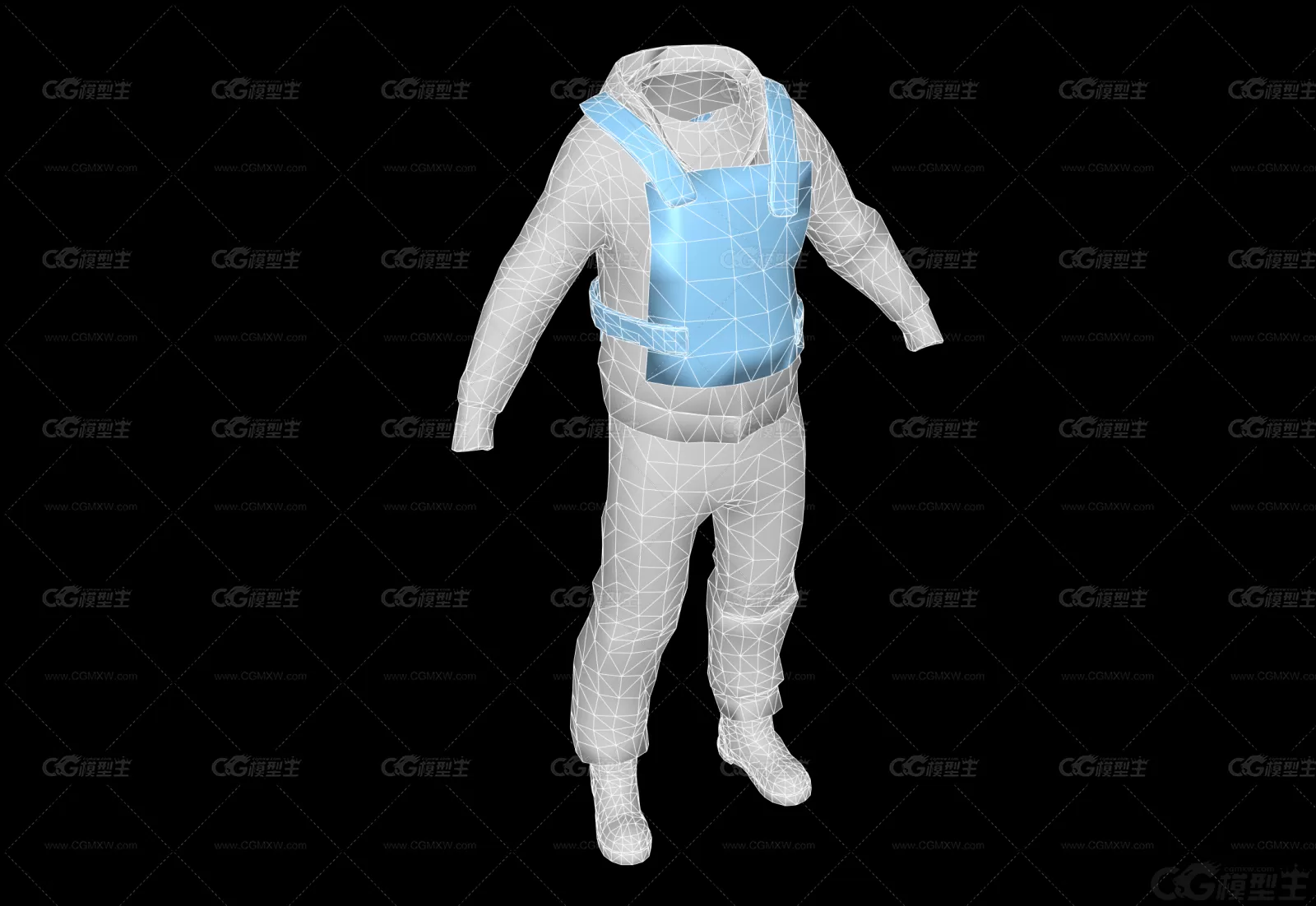 朴实的避弹衣 皮夹克 服装3D模型-3