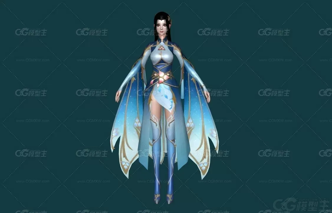 次世代游戏清纯美女 仙侠美女 武侠古装仙子 古风美女3D模型-1