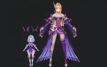 次时代卡通 手绘 美少女法师 贵族小姐千金 欧美西方美少女 魔法师 公主裙女孩