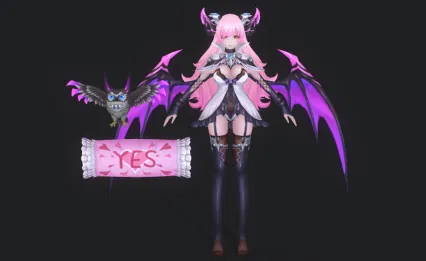 次时代 精灵女妖 梦幻小萝莉 猫头鹰 魔法美少女 魔法师日韩风格3D模型