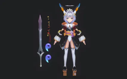 美少女战士 美少女剑客 小萝莉剑客 日韩风格3D模型