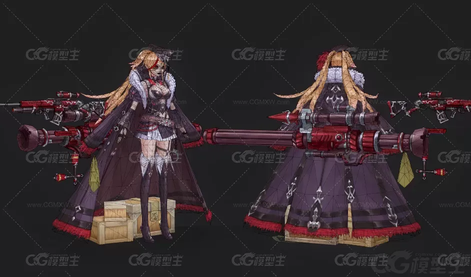 幻想美少女刺客 美少女枪手 狙击枪 3D模型-3
