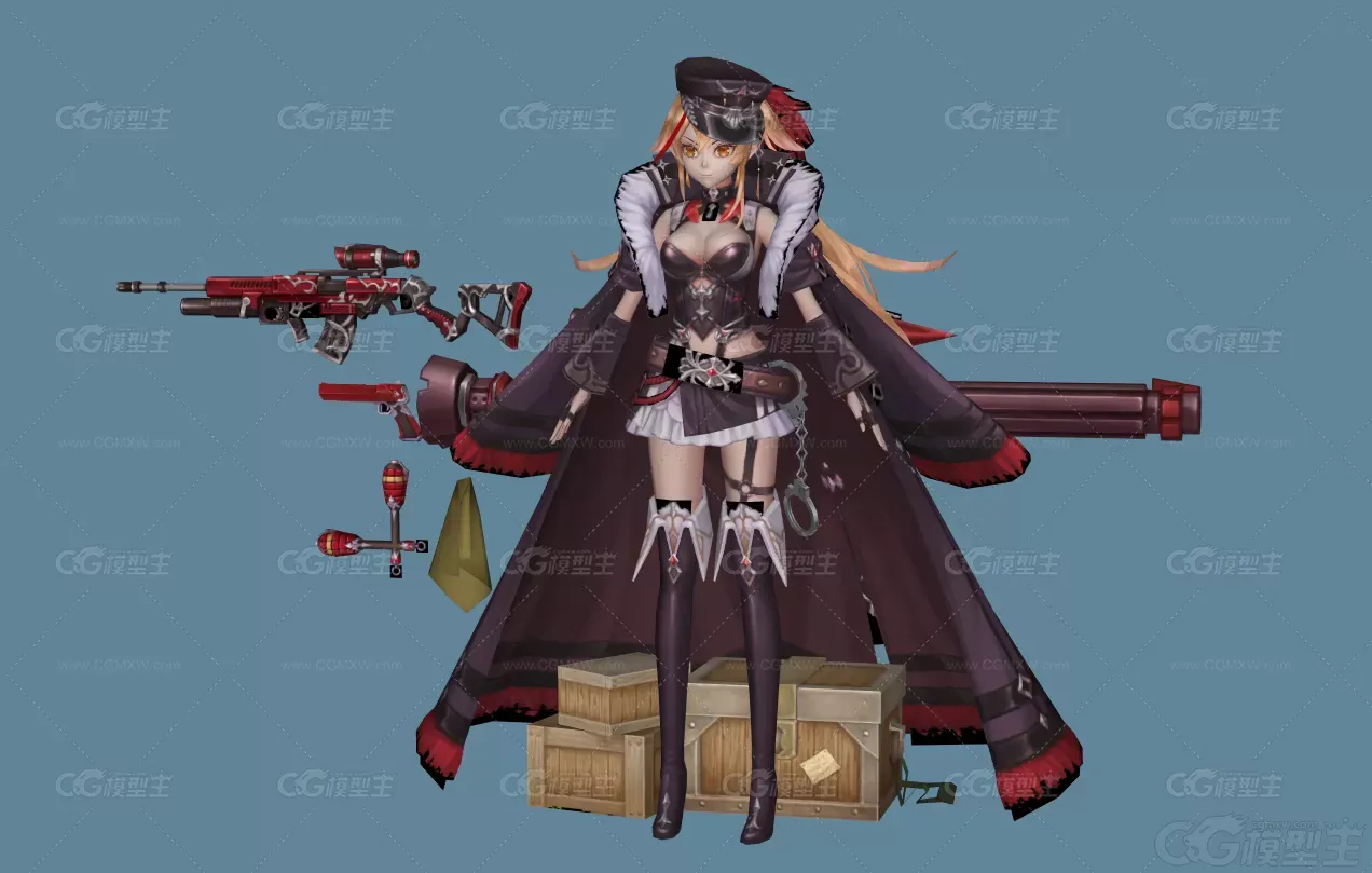 幻想美少女刺客 美少女枪手 狙击枪 3D模型-4