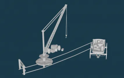 码头货物起重机 吊机3D 老式起重机 模型