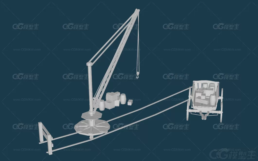 码头货物起重机 吊机3D 老式起重机 模型-1