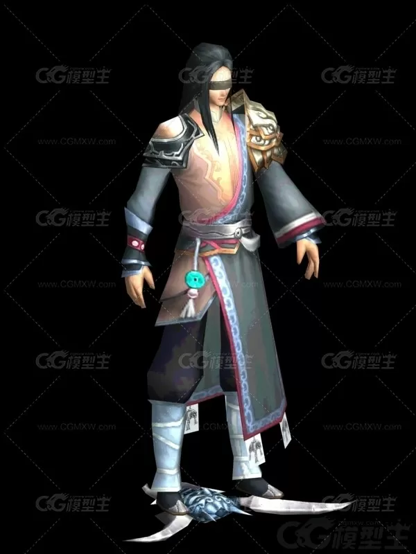 暗影 护卫 瞎子武士 侠客 仙剑侠士 武侠高人 江湖侠客 3D游戏角色模型-1