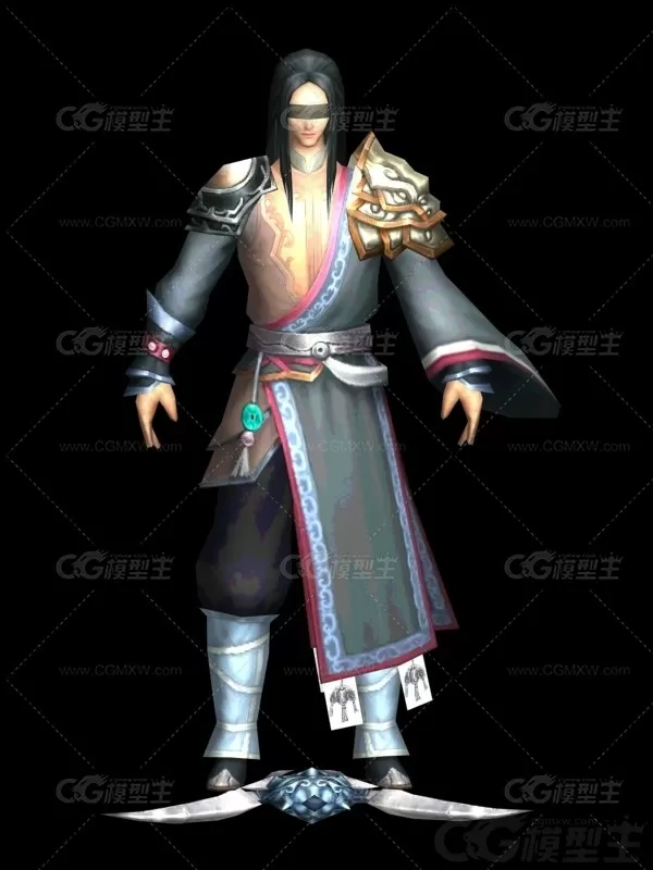 暗影 护卫 瞎子武士 侠客 仙剑侠士 武侠高人 江湖侠客 3D游戏角色模型-3