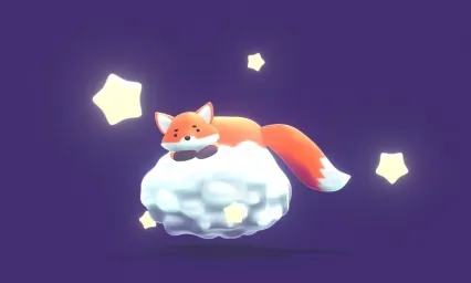可爱的漂浮狐狸 卡通风格狐狸3D模型