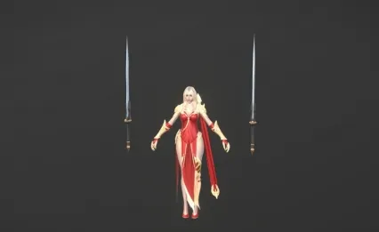 女性剑客 双剑客 女战士 古装美女剑客 女性游戏剑客3D模型
