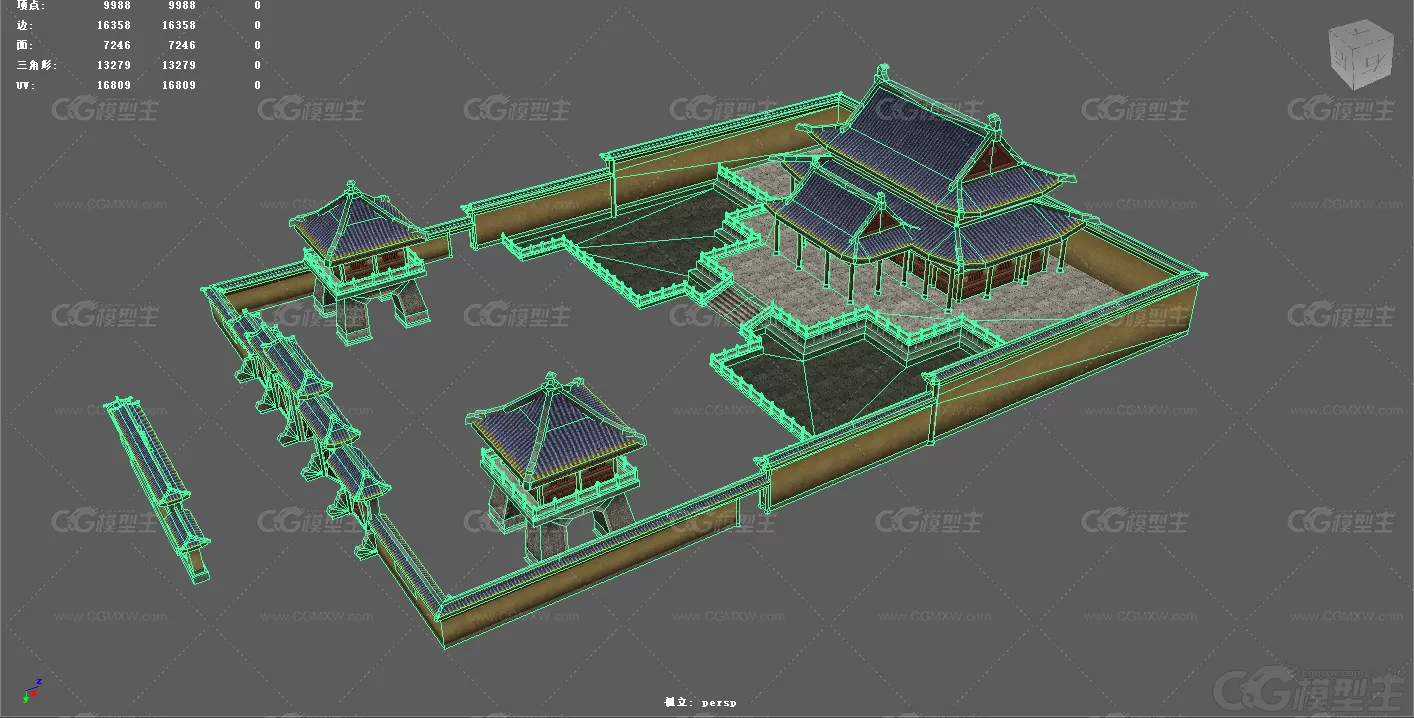 护国宝寺  亭子  建楼 寺庙 古建筑 中国风建筑 影壁墙 古代建筑3D模型-1