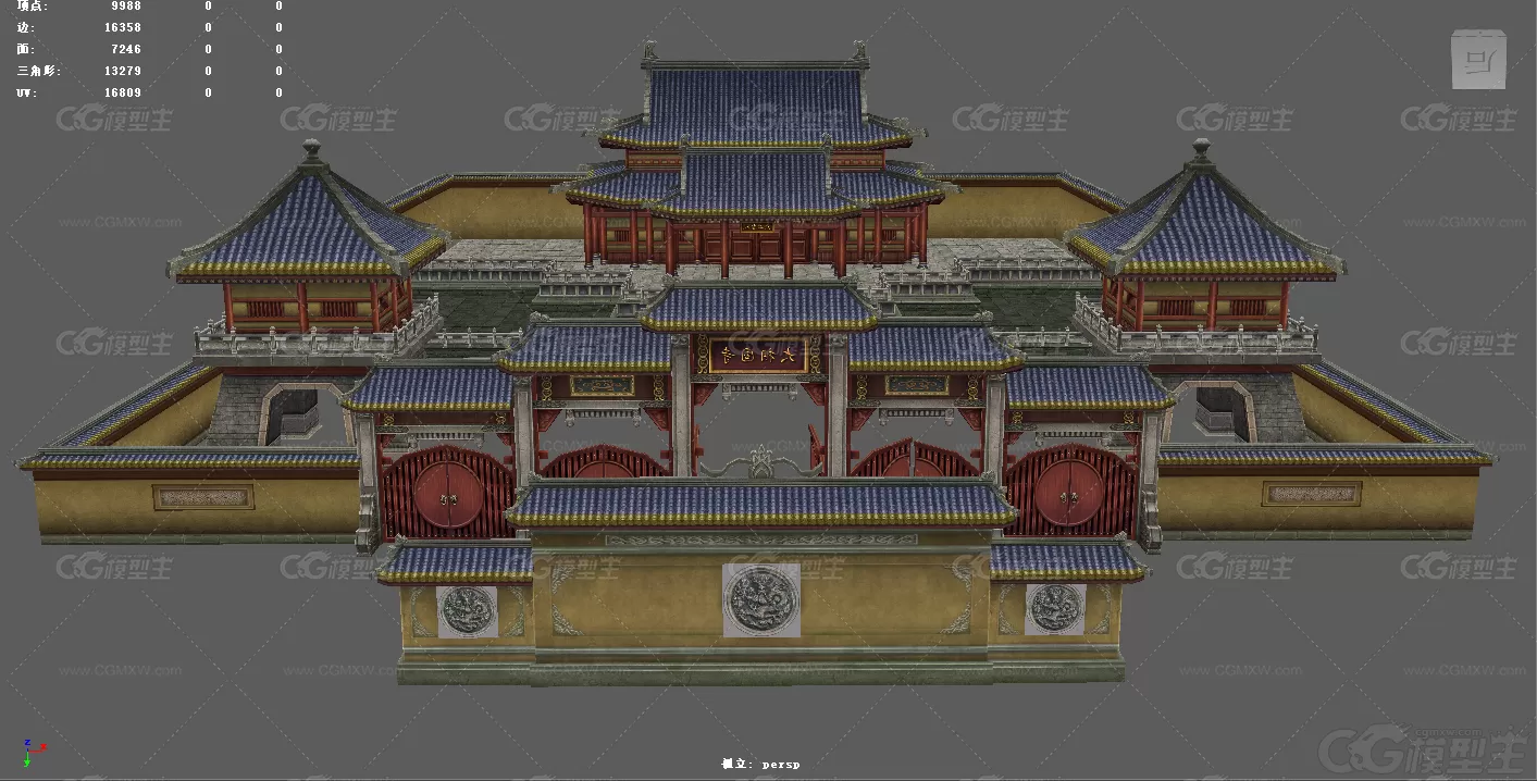 护国宝寺  亭子  建楼 寺庙 古建筑 中国风建筑 影壁墙 古代建筑3D模型-3