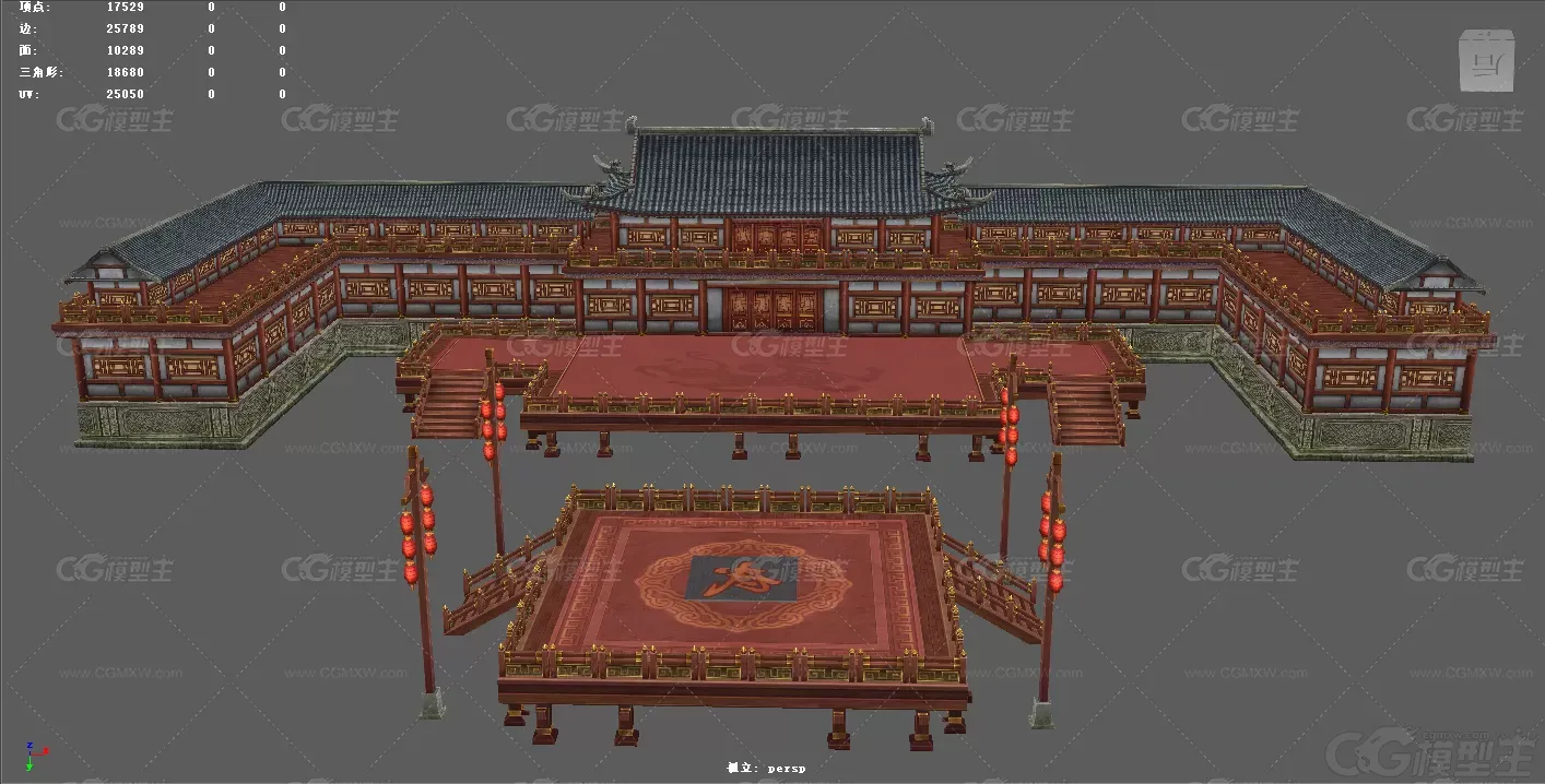 比武擂台  客房 古建筑 比武招亲 演武场 中国风建筑3D模型-1