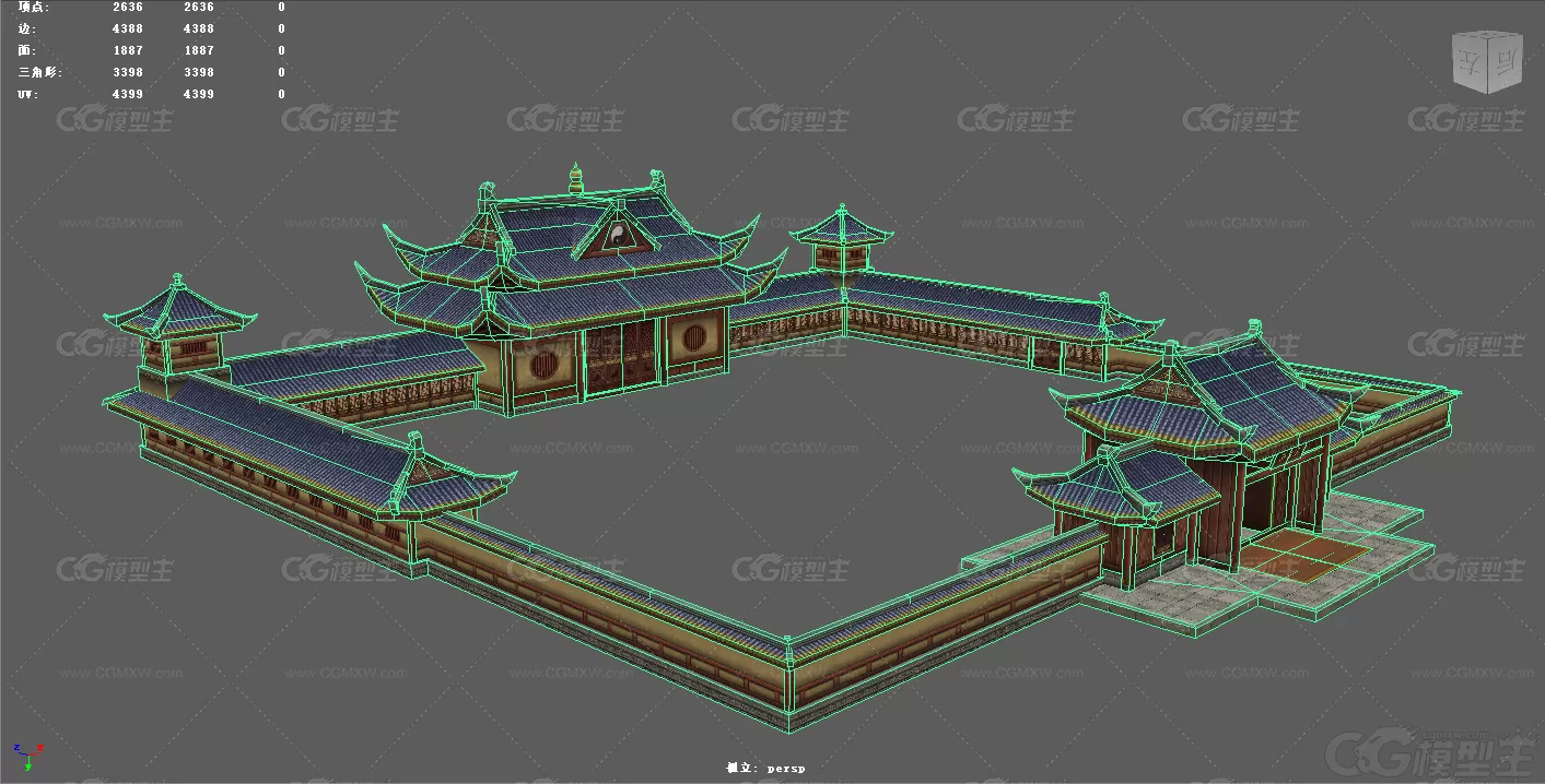 太极庙宇  练武场 武馆 古代房舍 房屋 中国风建筑-1