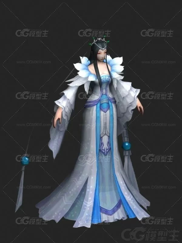 女王 冰雪女皇 冰雪公主 仙侠女王 女神 仙女3D游戏角色模型-1