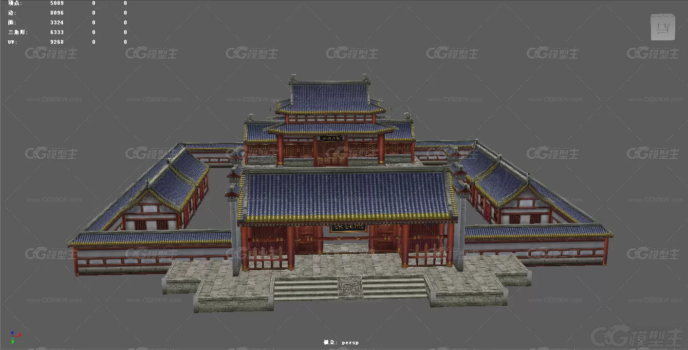 仙侠 庄园 武馆 门派 古代武术馆 道馆中国风建筑 古建筑 3D游戏建筑模型-2