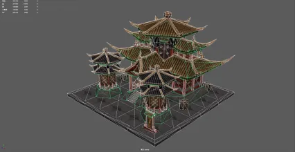 粮草站 古代粮仓 驿站 古建筑 中国风建筑 3D游戏建筑模型