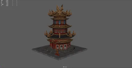 圆塔 箭塔 古塔 古建筑 中国风建筑 3D游戏建筑模型