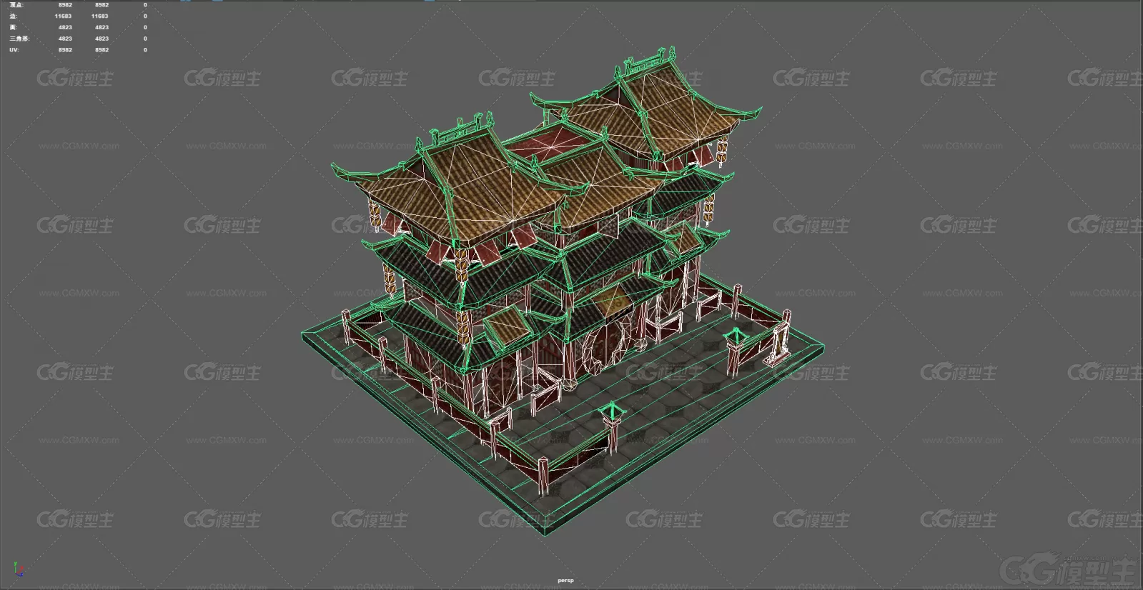 酒楼 酒庄 酒店 酒肆 古代酒楼 酒楼灯笼古建筑 中国风建筑 3D游戏建筑模型-3