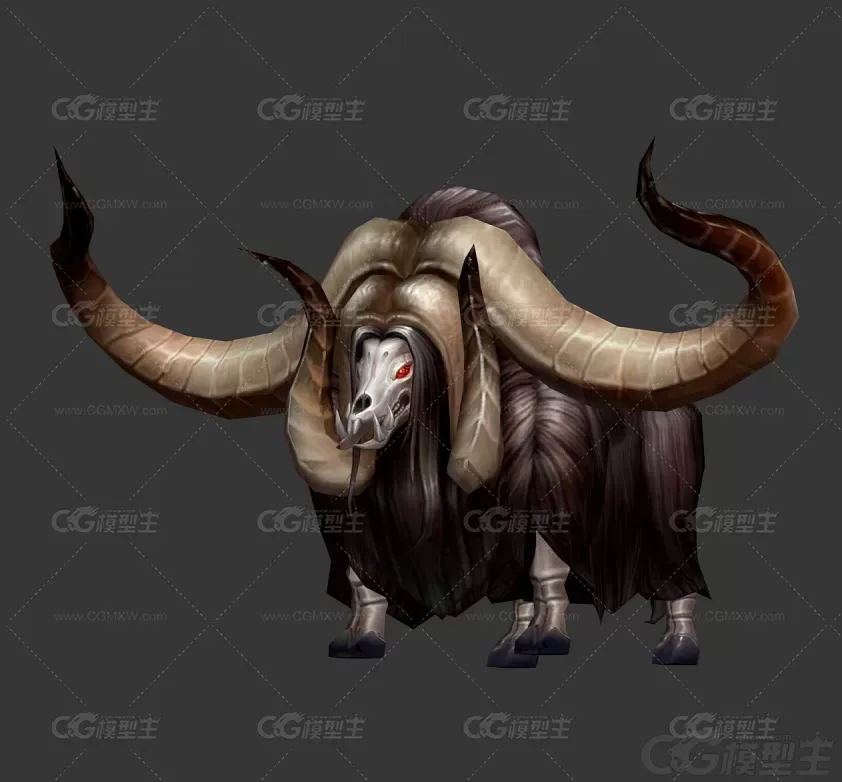 恐怖山羊  魔异羊 羊角怪 羊妖 3D游戏怪物模型-1