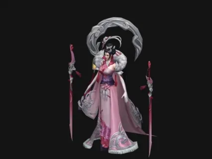 圣女 仙侠   女娲 女侠 剑侠 长剑 舞剑女官 古装美女 3d游戏角色模型