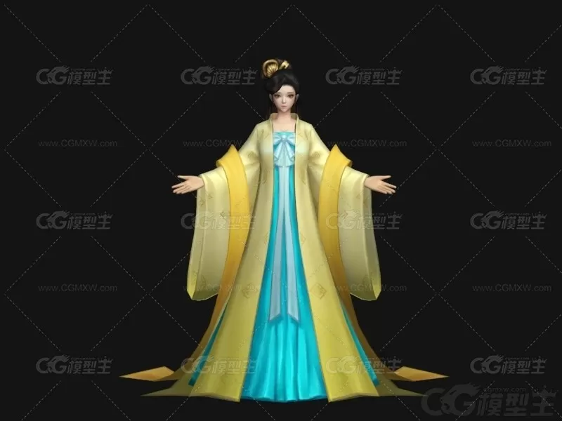 天妃 皇后  娘娘 贵妃 妃子 古代宫女 女官 3d游戏角色模型-3