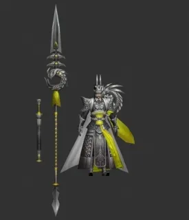 大将军 战戟 古代战神 战将 3D游戏角色模型
