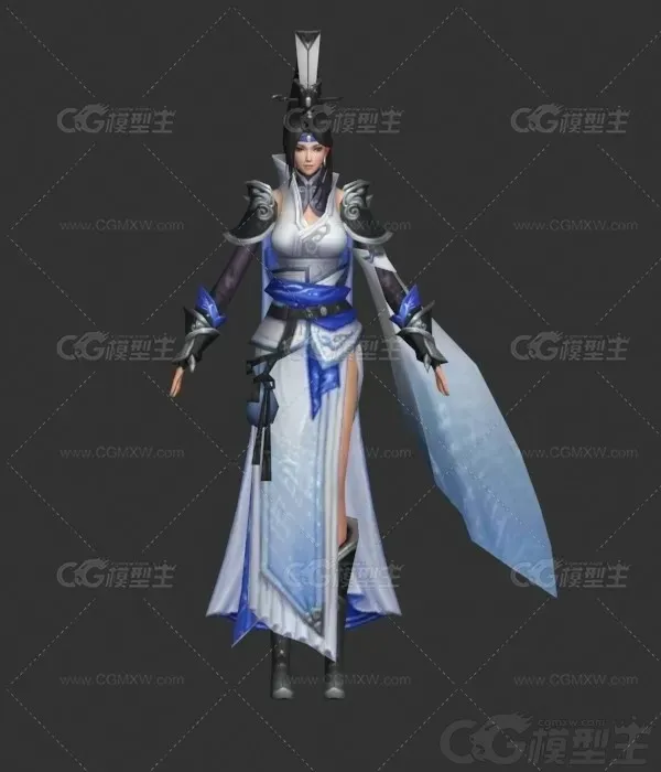 青山弟子集合 师兄妹 修仙弟子 古装弟子 青衣女侠3D游戏人物模型-2